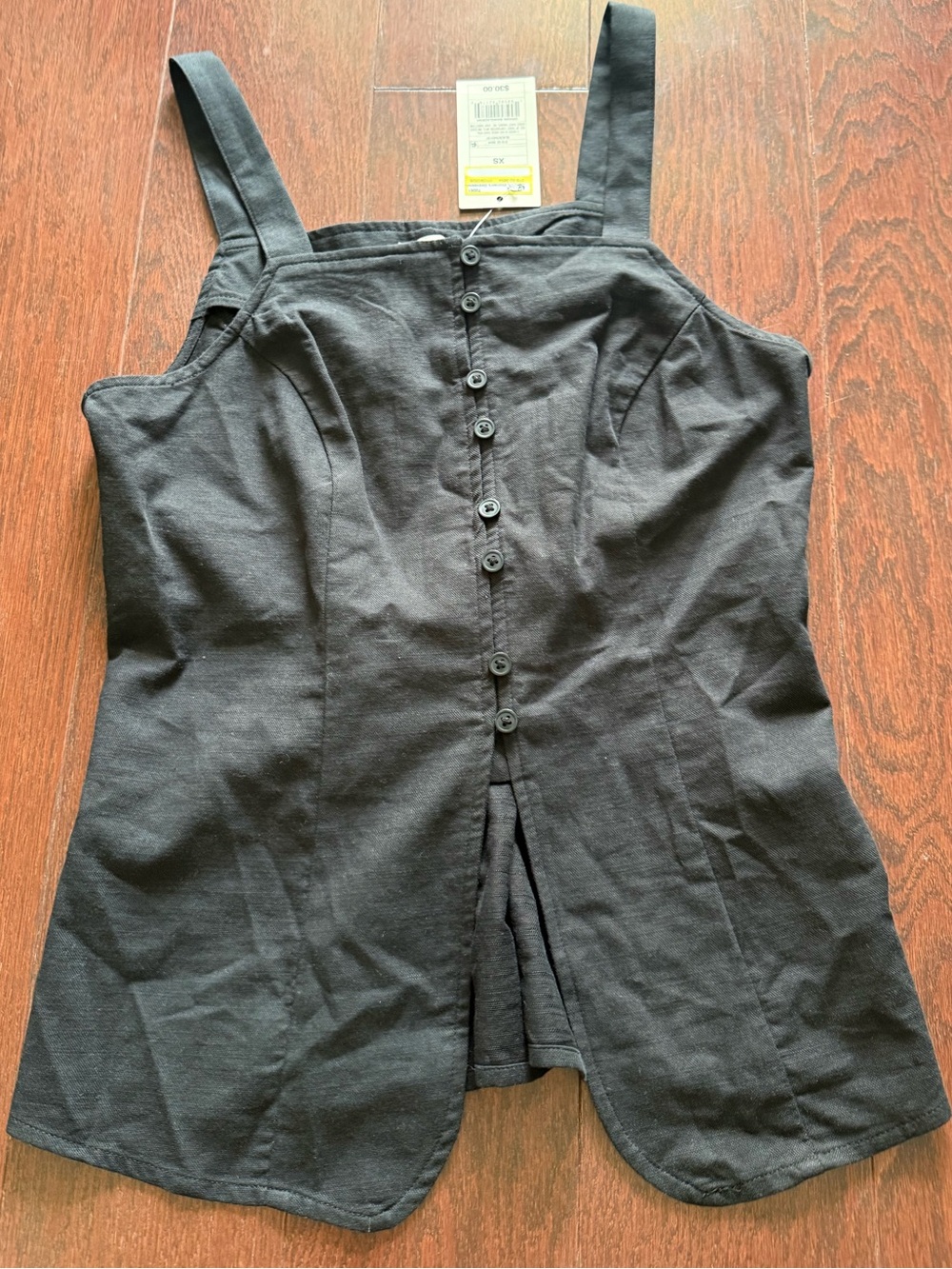 A new day Women's Black Button-Front Tank Top with back tie